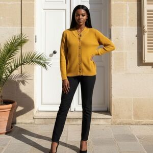 Charter Club Women's Mustard Button-Up Cardigan Size XL Preppy Classic